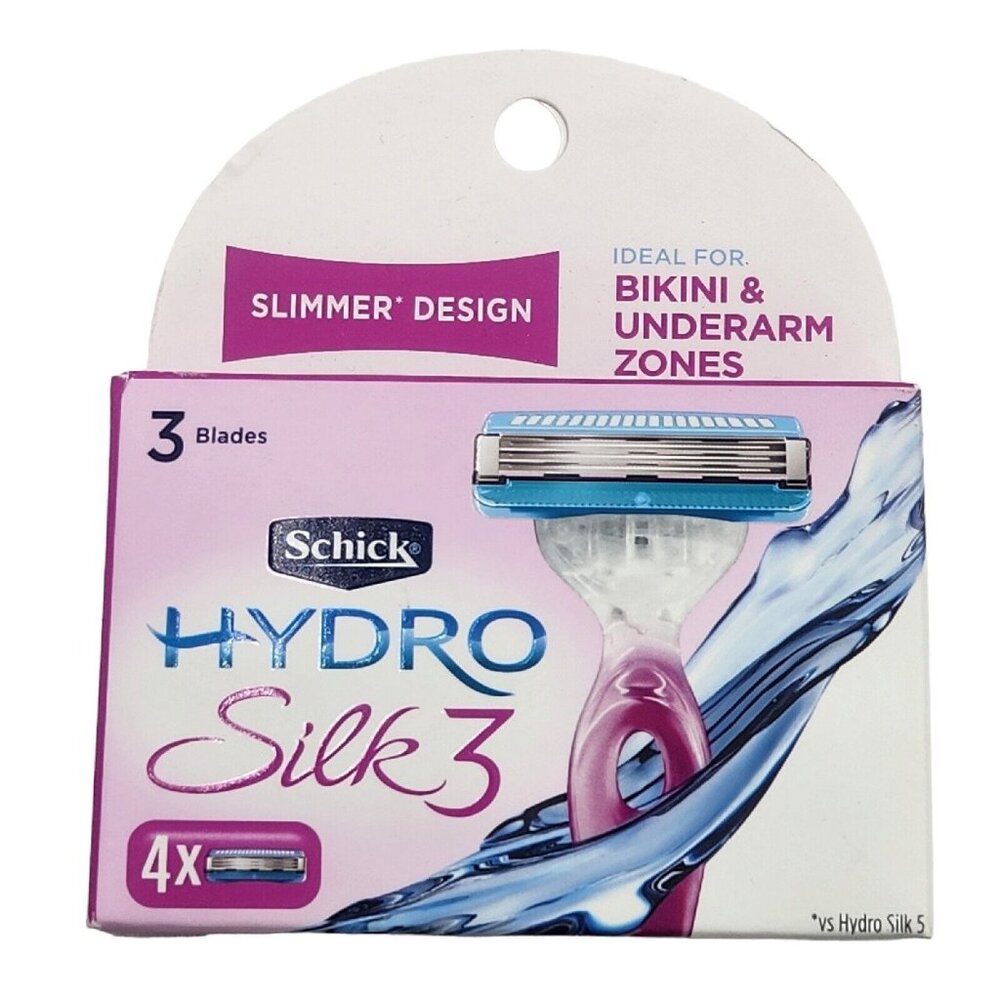 Schick Hydro Silk 3‎ Razor Blade Refills for Women, 4 Count Bikini Underarm Zone